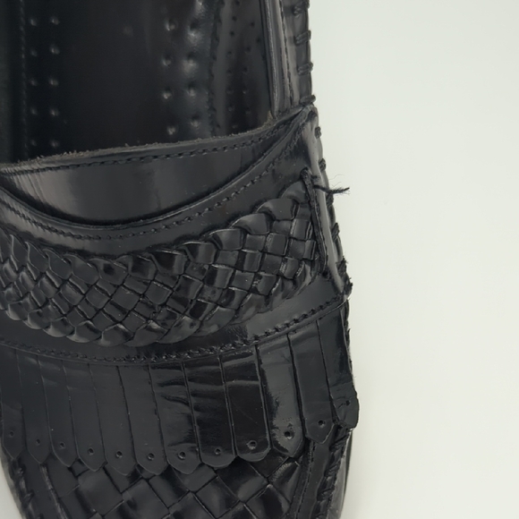 G.H Bass & Co Men\'s Weejuns Leather Woven 11 Black Kiltie Detail Slip On Loafers main image 4